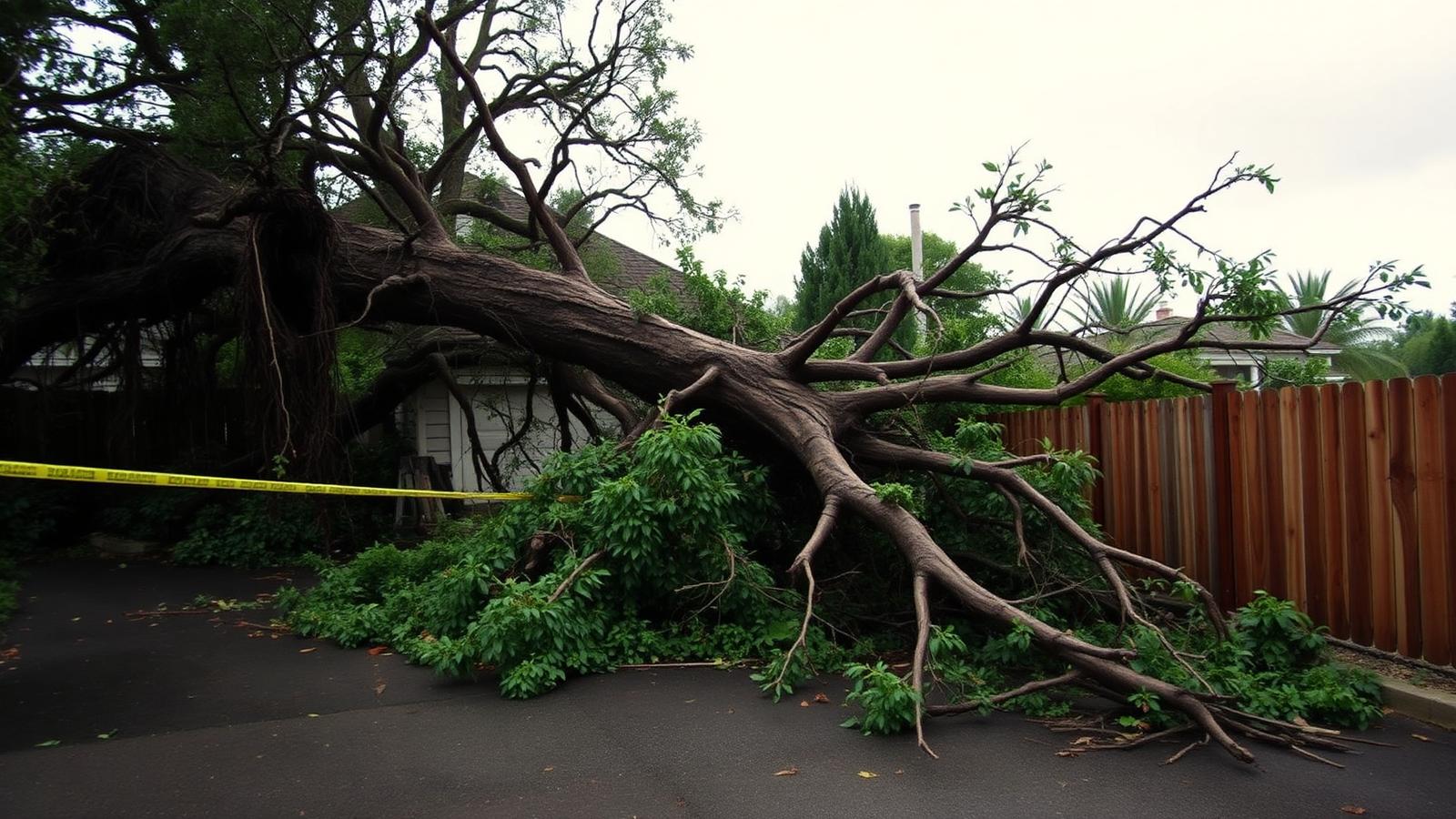 Fallen tree emergency after storm